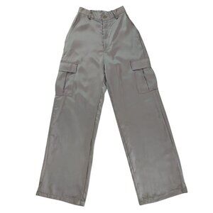 Good Luck Gem girls Gray Elastic Waist Cargo Pants With Pockets Medium.